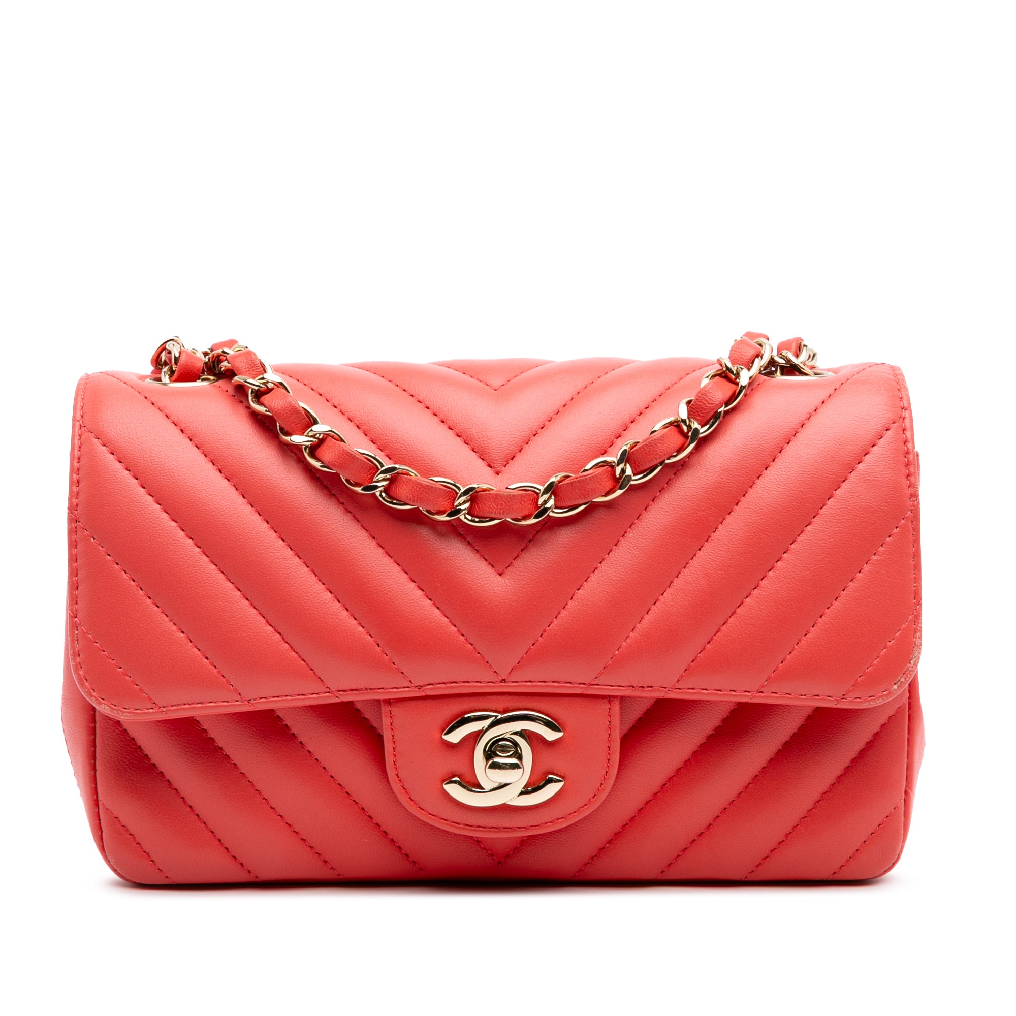 Mini Rectangular Classic Chevron Lambskin Single Flap