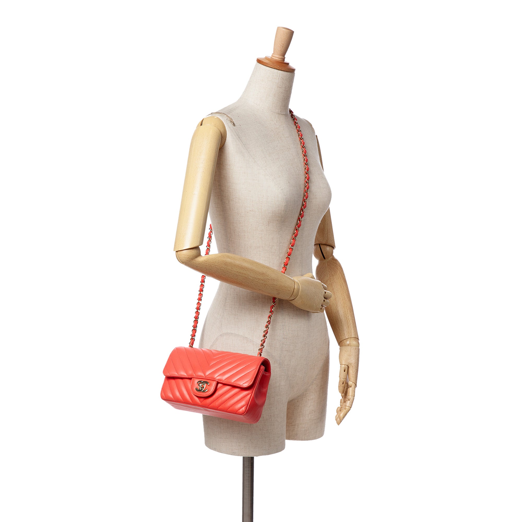Mini Rectangular Classic Chevron Lambskin Single Flap