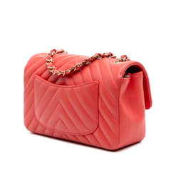 Mini Rectangular Classic Chevron Lambskin Single Flap