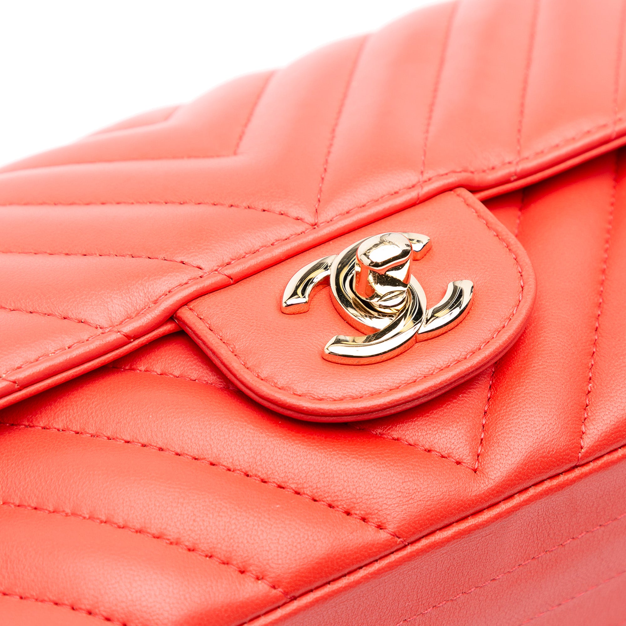 Mini Rectangular Classic Chevron Lambskin Single Flap