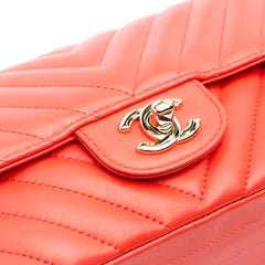 Mini Rectangular Classic Chevron Lambskin Single Flap
