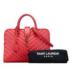 Small Chevron Calfskin Monogram Cabas Satchel