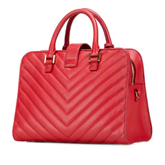 Small Chevron Calfskin Monogram Cabas Satchel