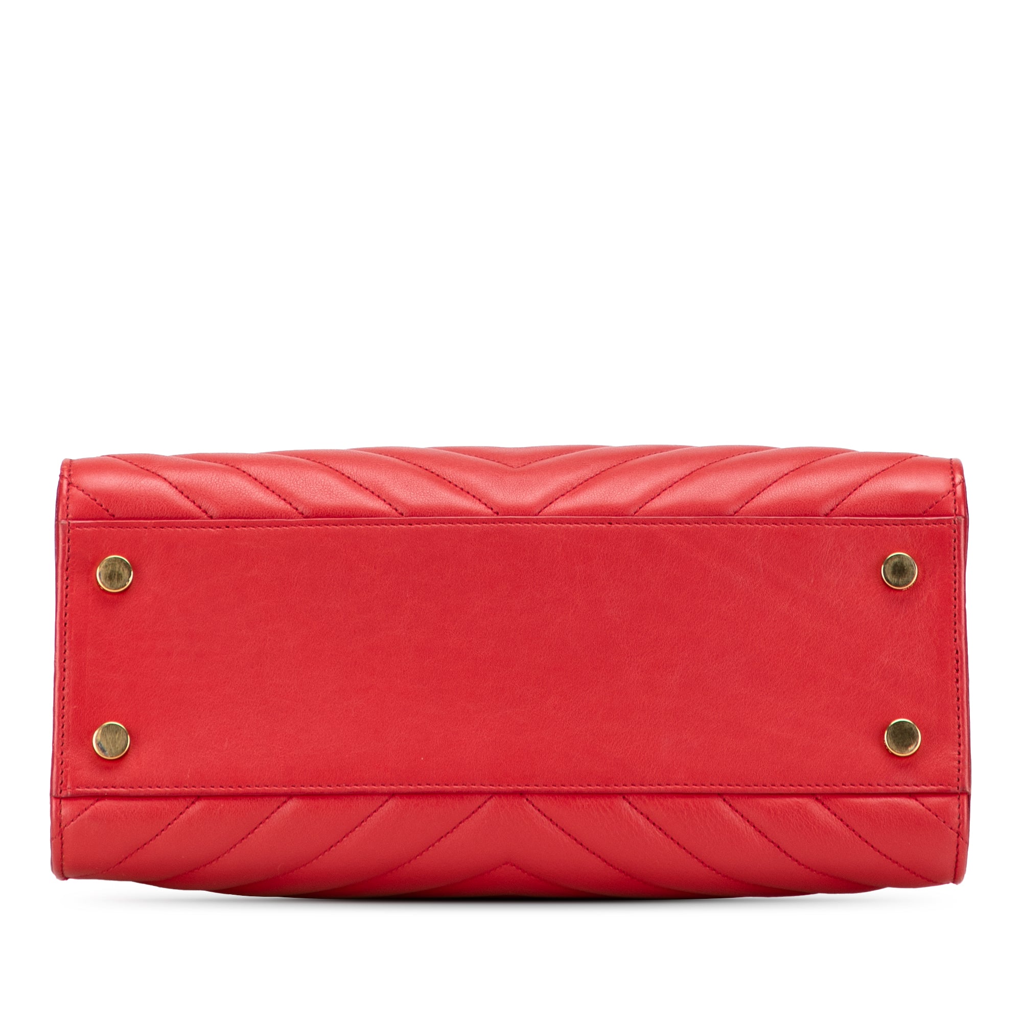 Small Chevron Calfskin Monogram Cabas Satchel
