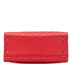 Small Chevron Calfskin Monogram Cabas Satchel