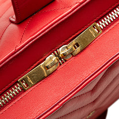 Small Chevron Calfskin Monogram Cabas Satchel