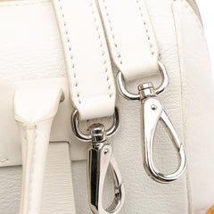 Wicker Trimmed Leather Top Handle Bag