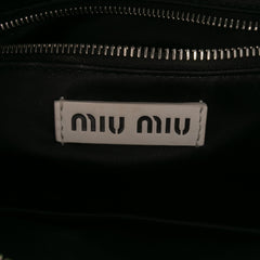 Wicker Trimmed Leather Top Handle Bag