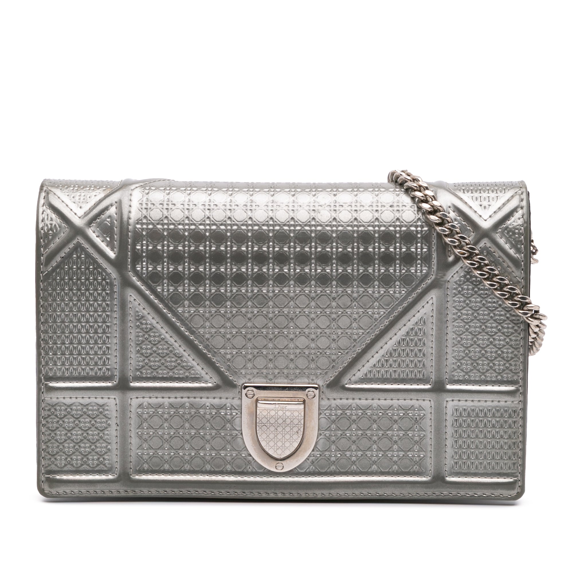 Metallic Patent Microcannage Diorama Wallet on Chain