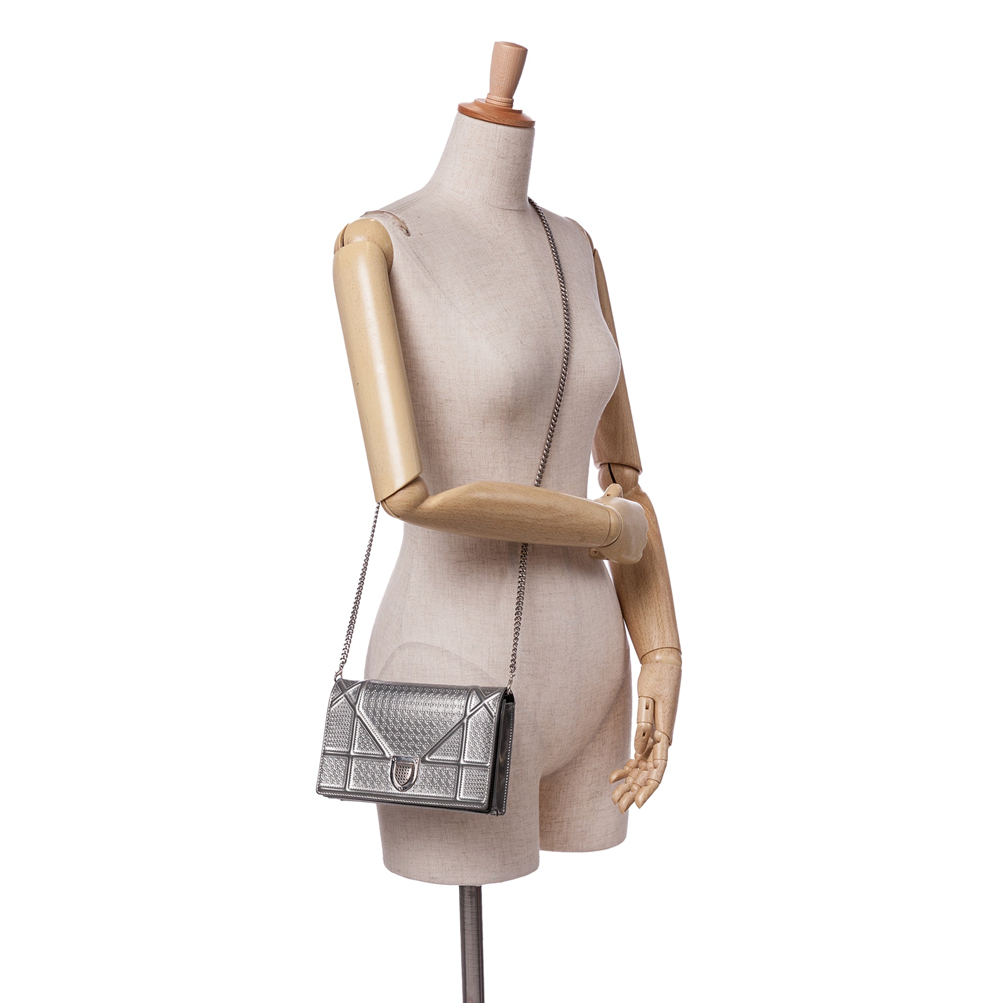 Metallic Patent Microcannage Diorama Wallet on Chain