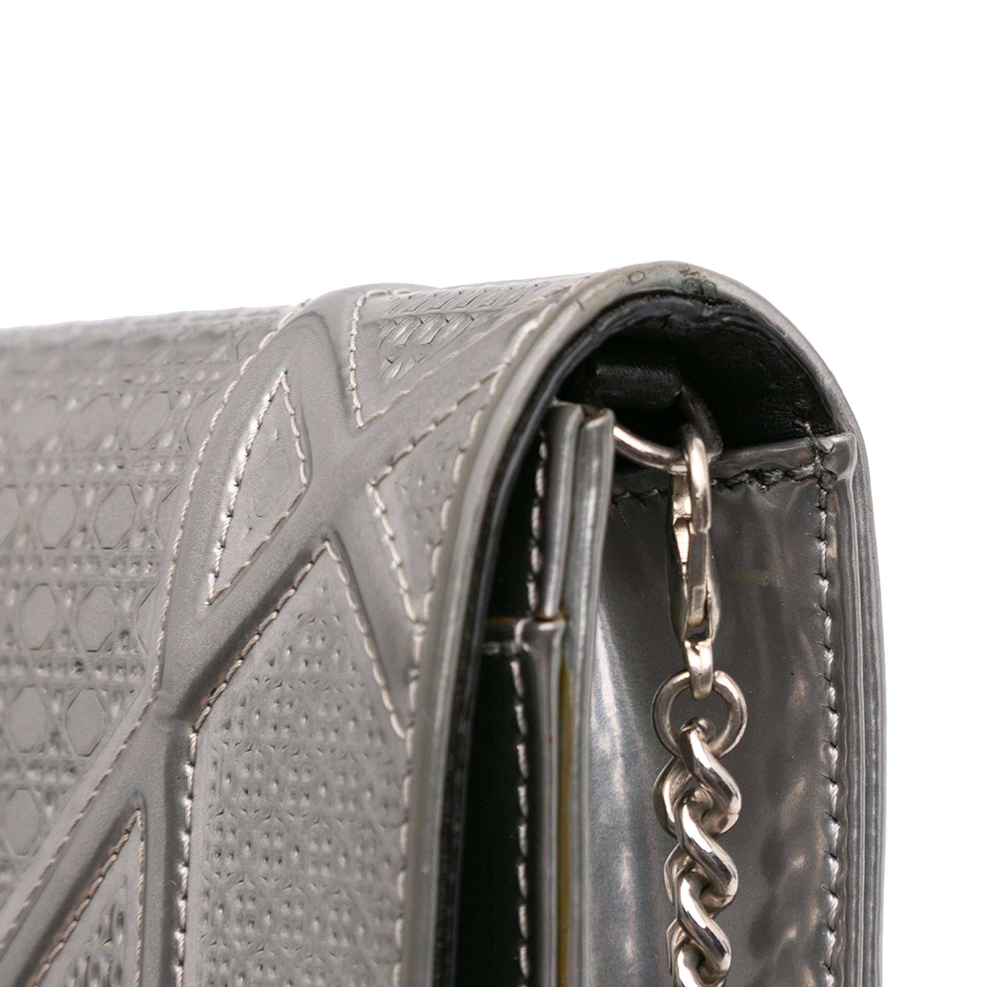 Metallic Patent Microcannage Diorama Wallet on Chain