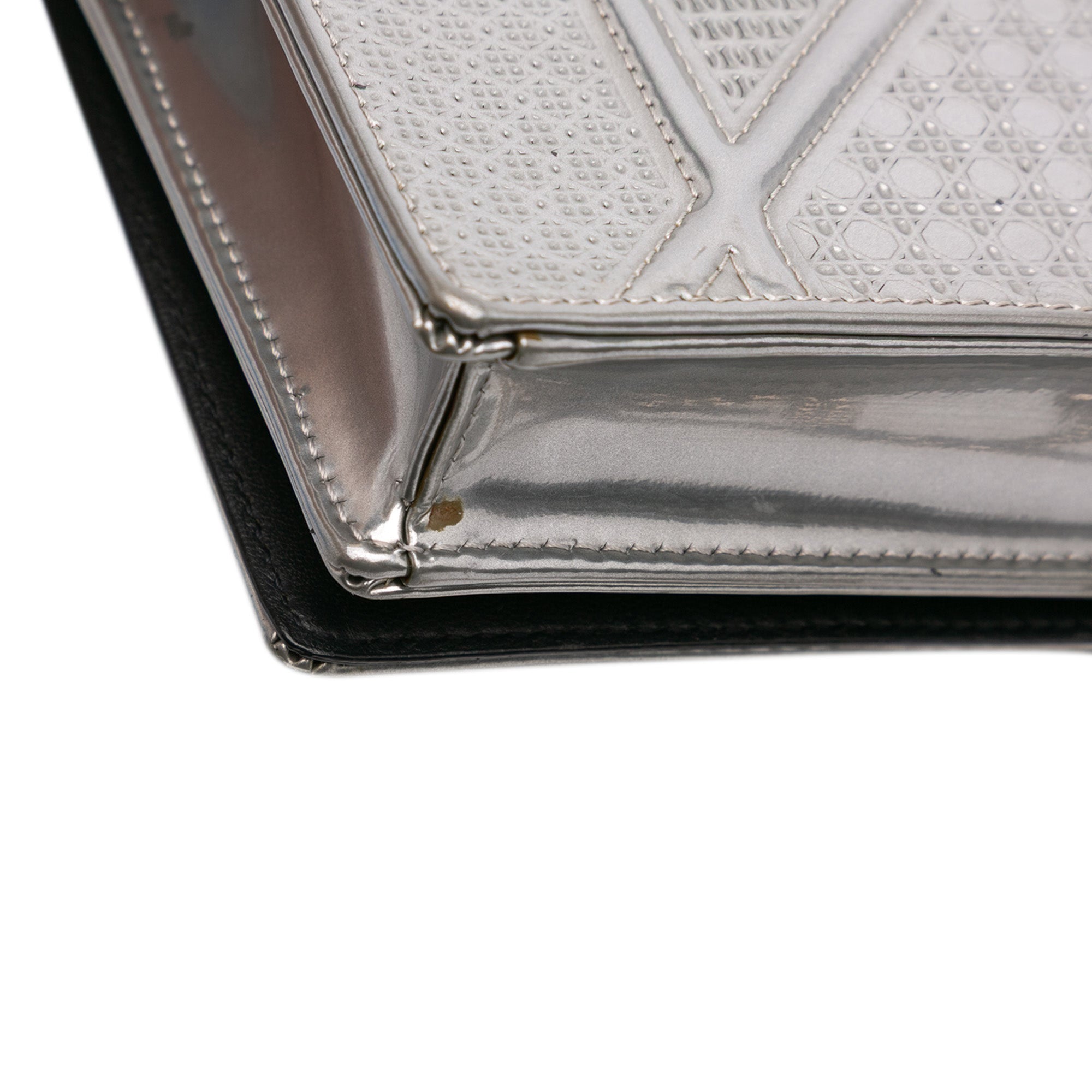 Metallic Patent Microcannage Diorama Wallet on Chain