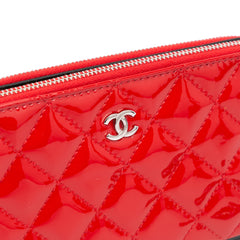 Bicolor Patent Double Zip Wallet on Chain
