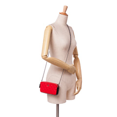 Bicolor Patent Double Zip Wallet on Chain