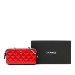 Bicolor Patent Double Zip Wallet on Chain