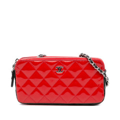 Bicolor Patent Double Zip Wallet on Chain