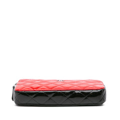 Bicolor Patent Double Zip Wallet on Chain