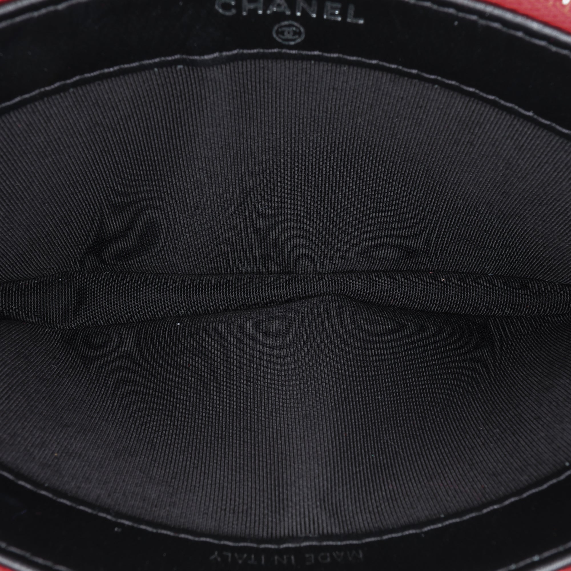 Bicolor Patent Double Zip Wallet on Chain