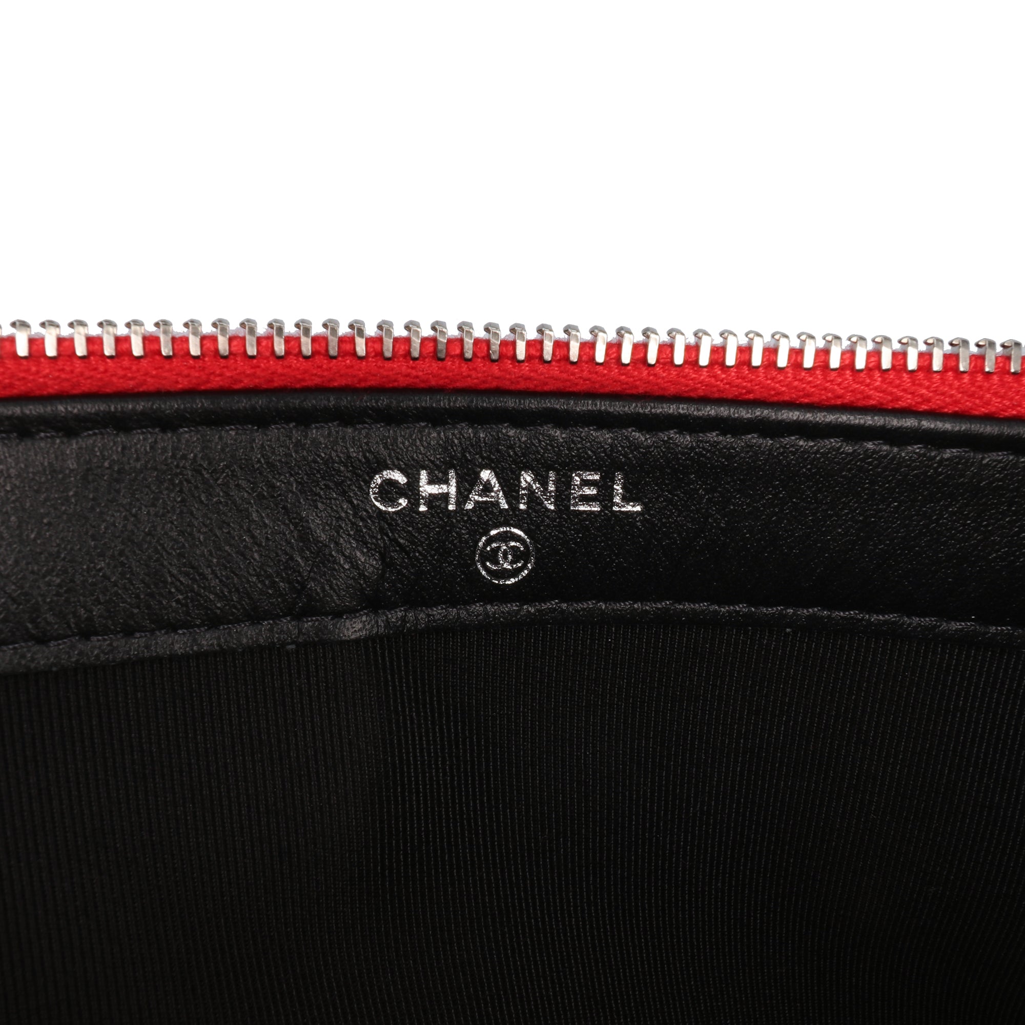 Bicolor Patent Double Zip Wallet on Chain