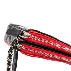 Bicolor Patent Double Zip Wallet on Chain