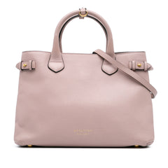 Medium Leather and House Check Banner Satchel