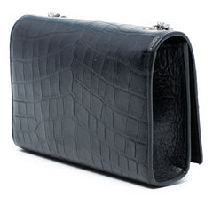 Small Croc Embossed Leather Monogram Kate Tassel Crossbody