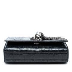 Small Croc Embossed Leather Monogram Kate Tassel Crossbody