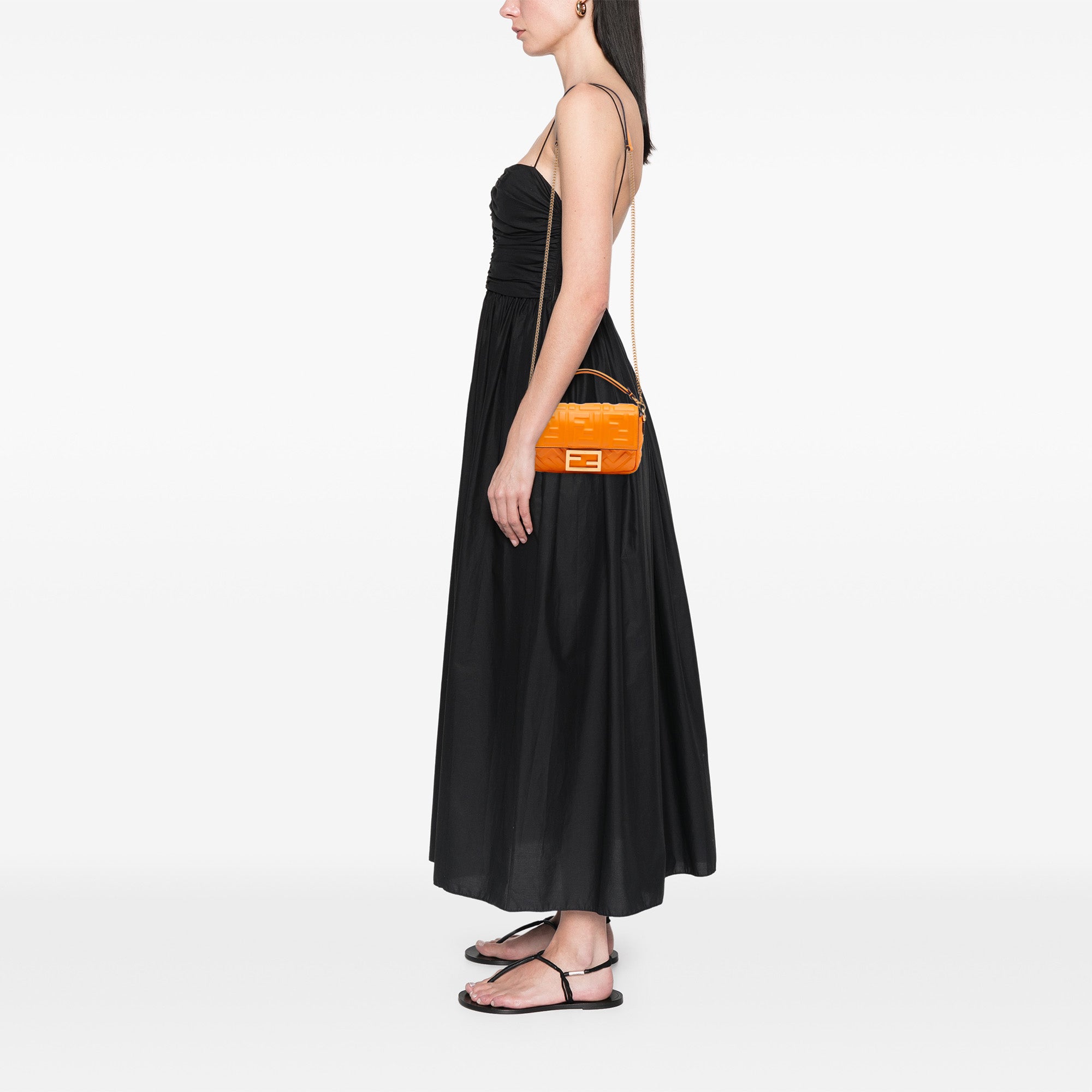 Mini Zucca Embossed Leather Baguette Satchel