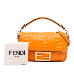 Mini Zucca Embossed Leather Baguette Satchel