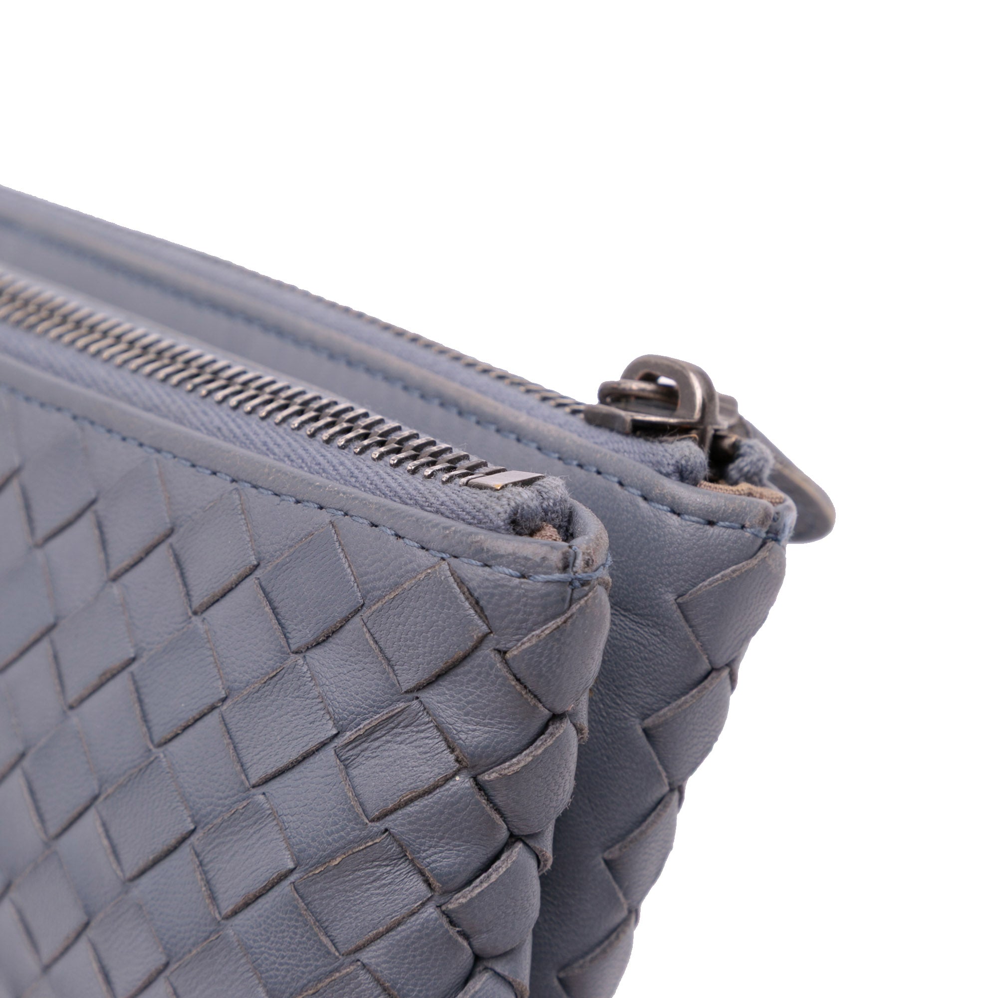 Nappa Intrecciato Double Zip Clutch