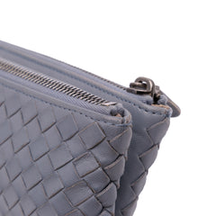 Nappa Intrecciato Double Zip Clutch