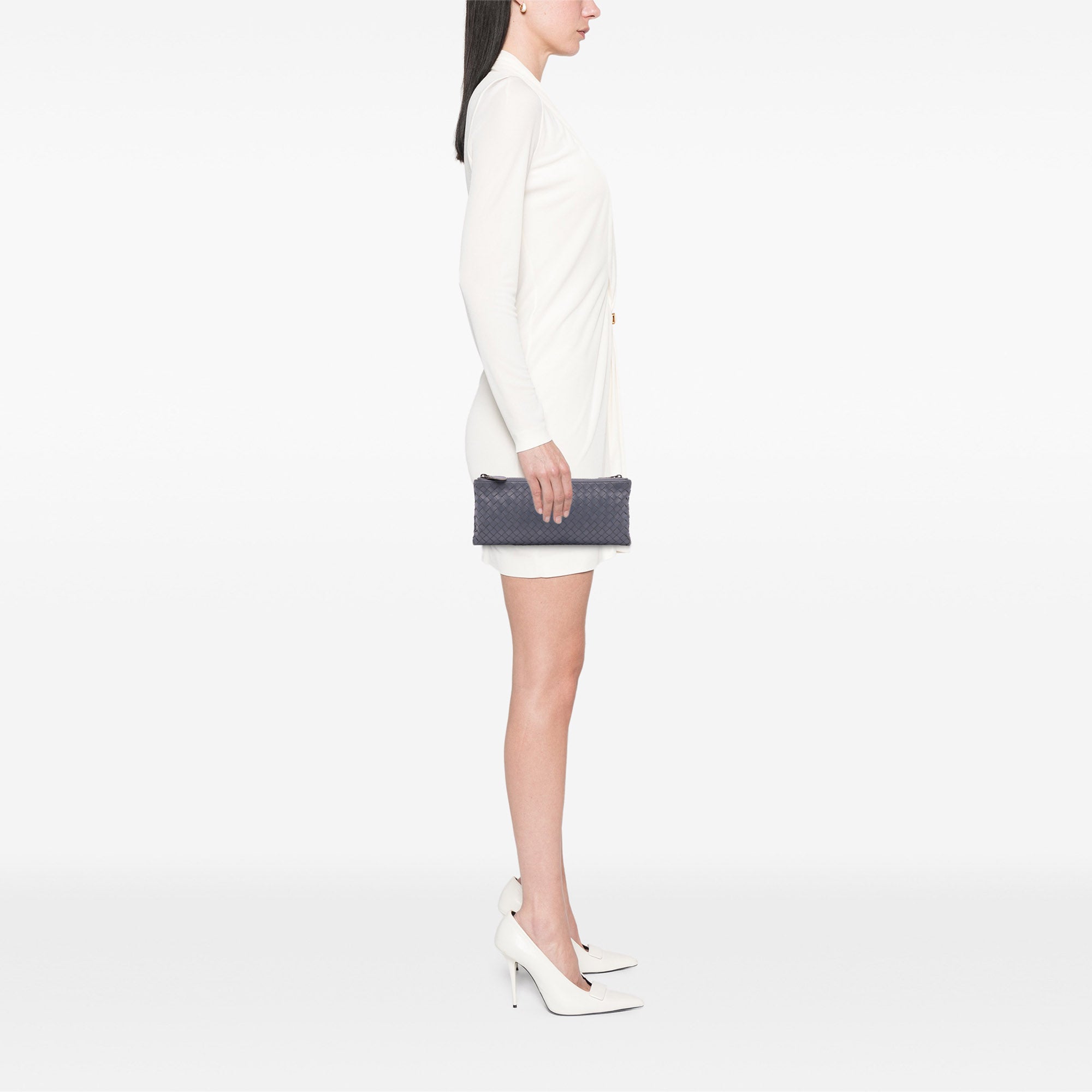 Nappa Intrecciato Double Zip Clutch