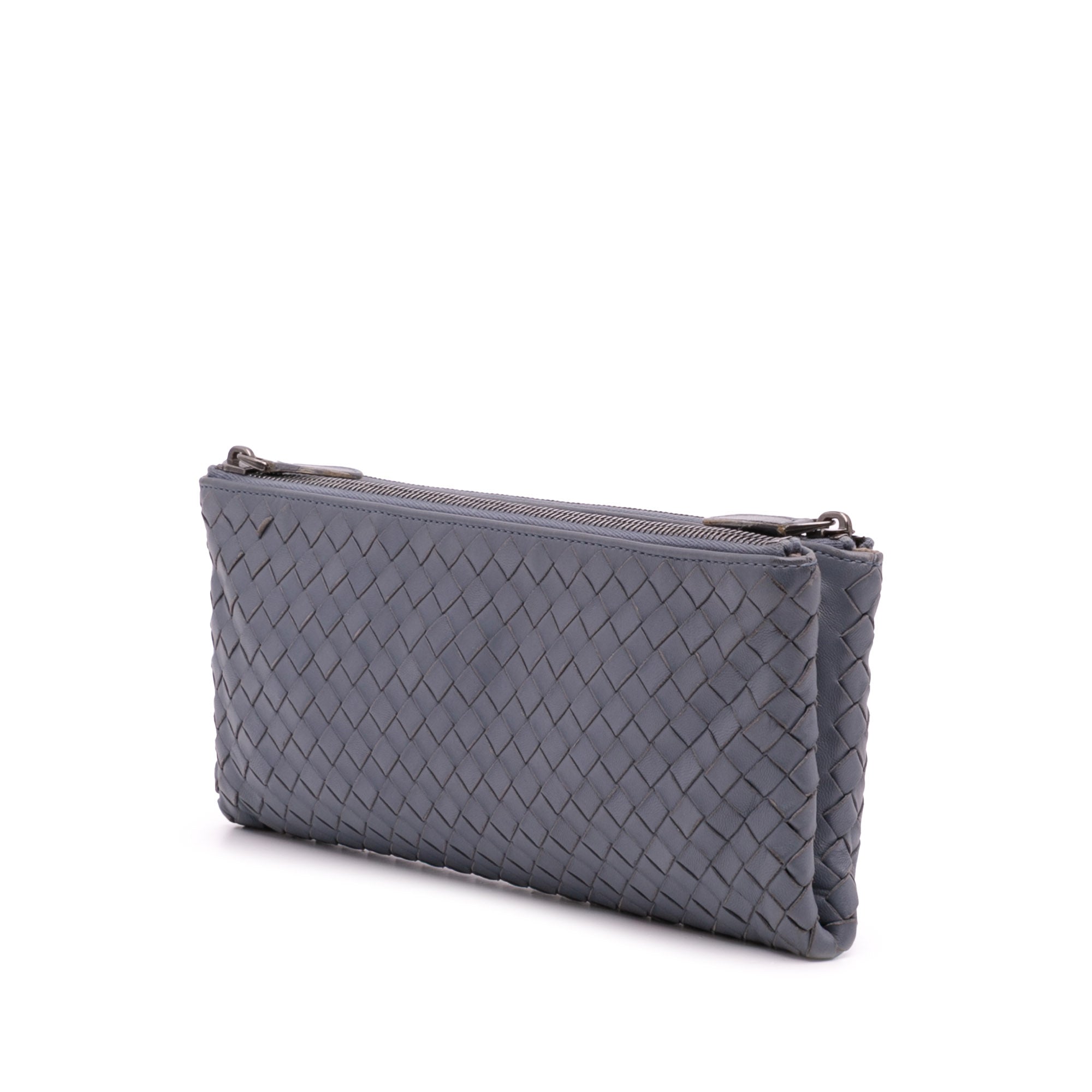Nappa Intrecciato Double Zip Clutch