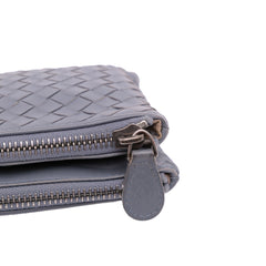 Nappa Intrecciato Double Zip Clutch