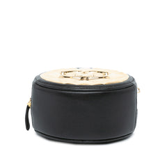 Mini Lambskin Golden Plate Round Clutch with Chain