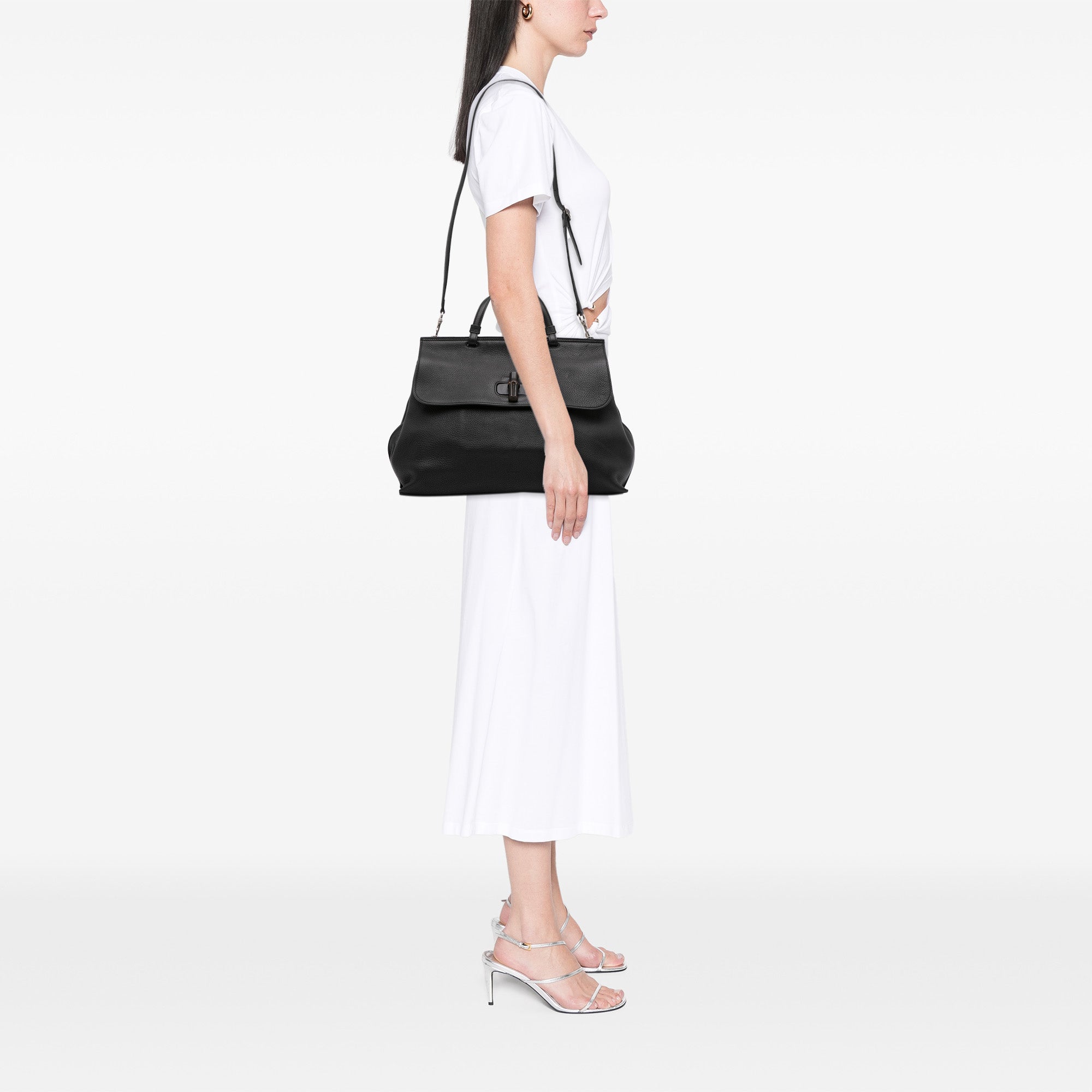 Large Leather Bamboo Daily Satchel