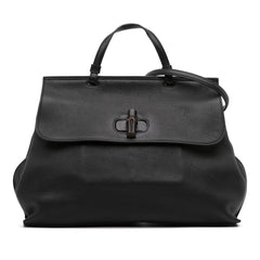 Large Leather Bamboo Daily Satchel