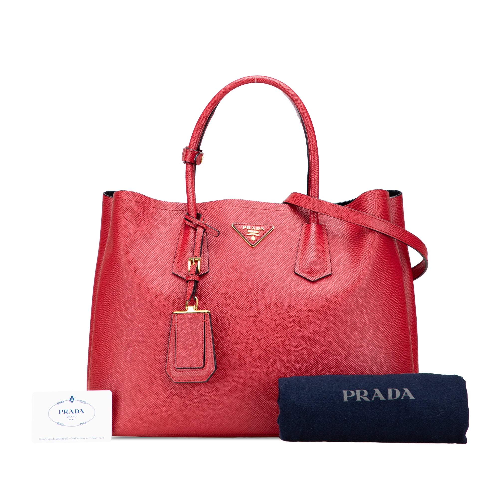 Medium Saffiano Cuir Double Satchel