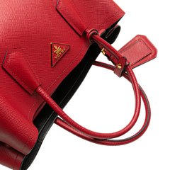 Medium Saffiano Cuir Double Satchel