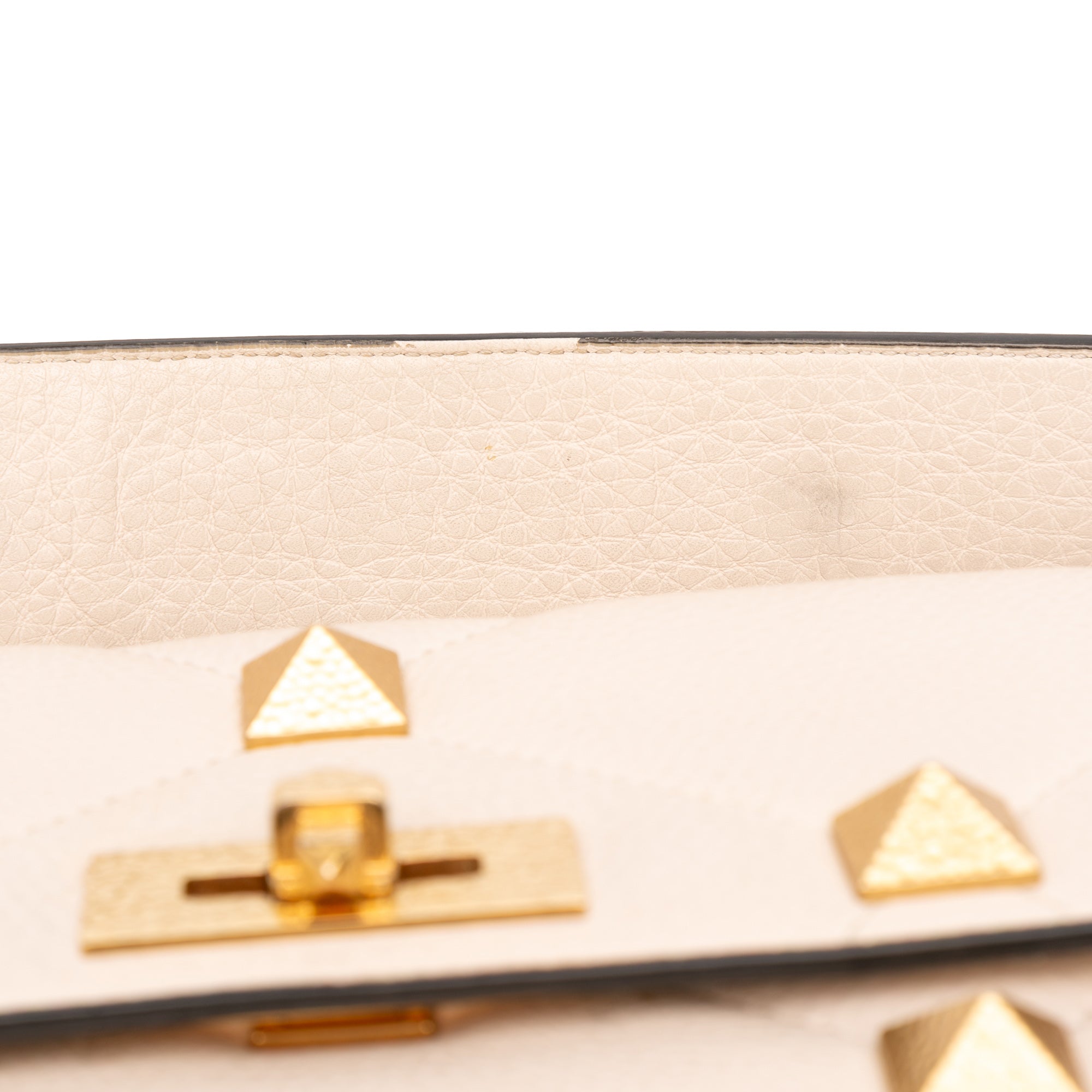 Large Grained Calfskin Roman Stud Satchel