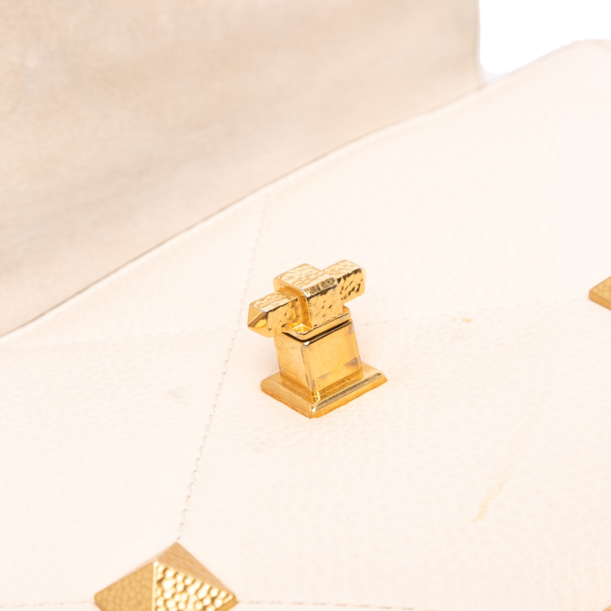 Large Grained Calfskin Roman Stud Satchel