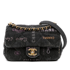 Mini Rectangular Quilted Denim Mood Flap