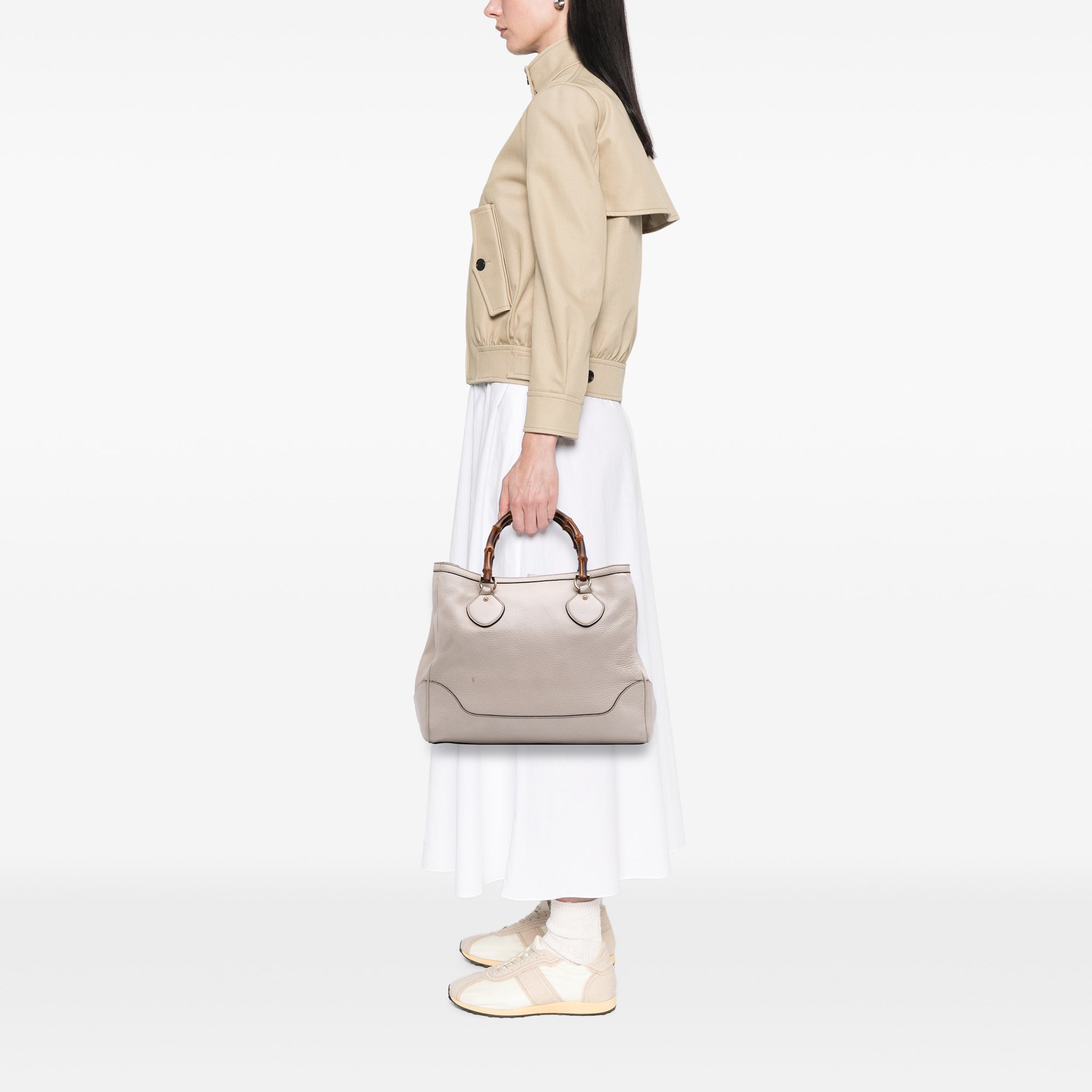 Medium Leather Bamboo Diana Tote