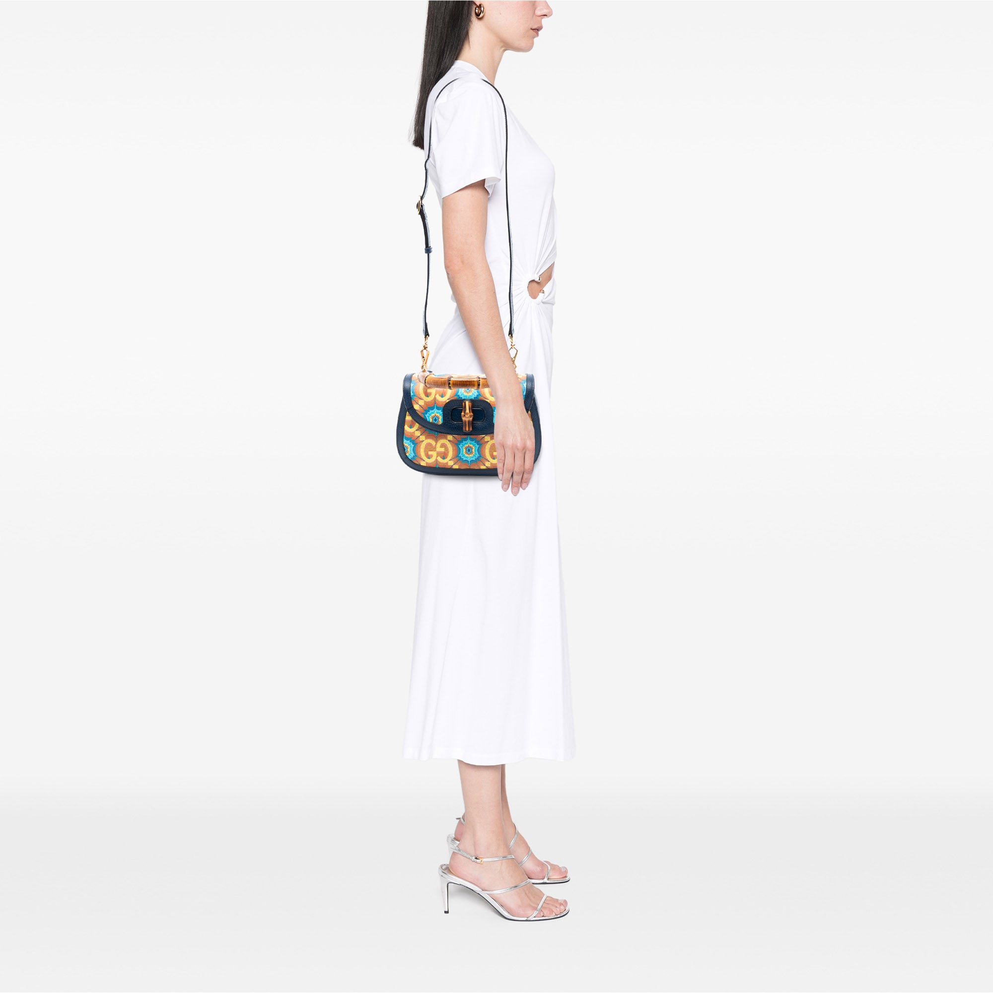 100th Anniversary Medium GG Coated Canvas Kaleidoscope 1947 Bamboo Top Handle Bag