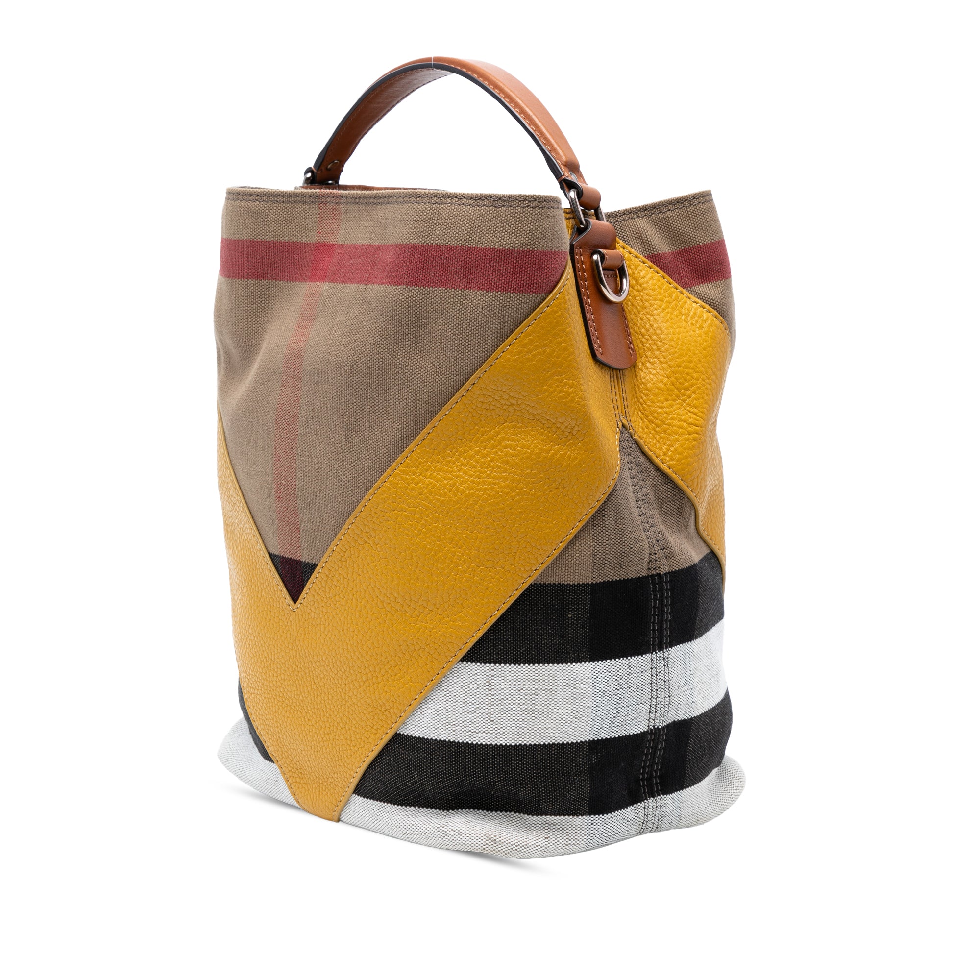 Medium Mega Check Canvas and Calfskin Chevron Ashby Bucket