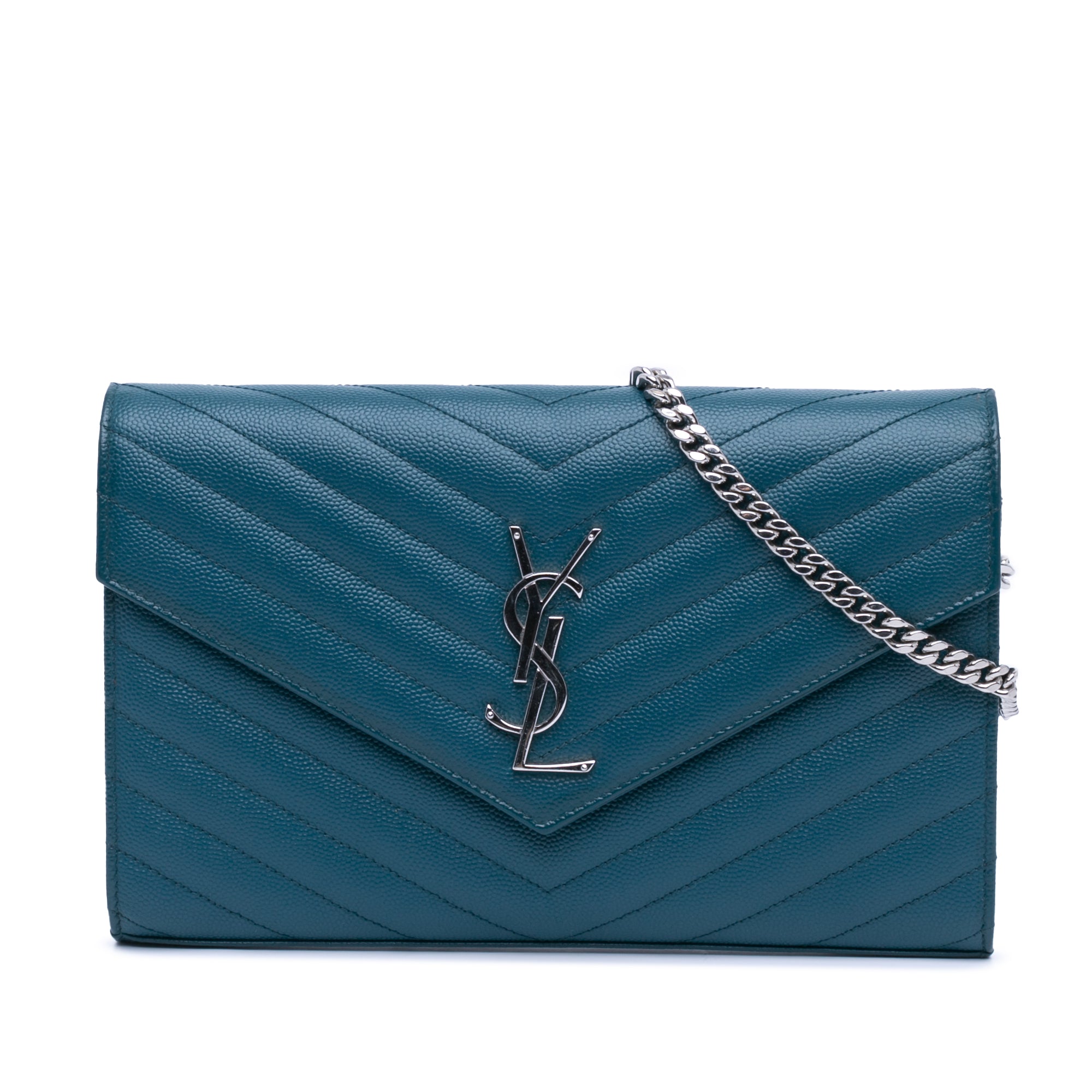 Grain De Poudre Matelasse Chevron Monogram Chain Wallet