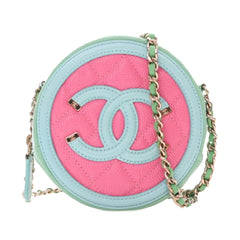 Tricolor Caviar CC Filigree Round Crossbody