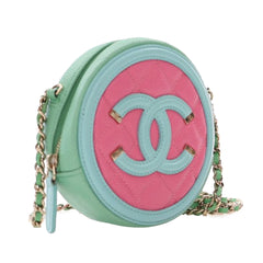 Tricolor Caviar CC Filigree Round Crossbody