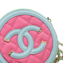 Tricolor Caviar CC Filigree Round Crossbody