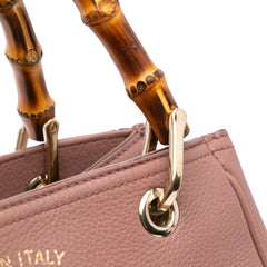 Small Calfskin Bamboo Shopper Satchel